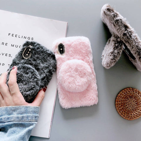 Plush Mirror Holder Design Cute Case