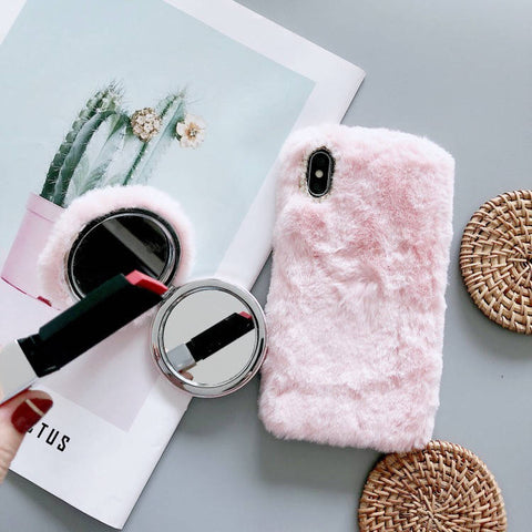 Plush Mirror Holder Design Cute Case